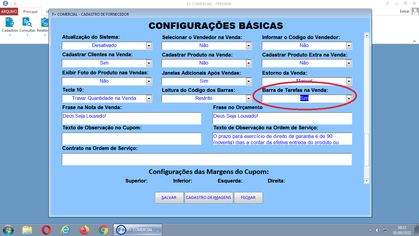 Barra de Tarefas Visível com o PDV Aberto