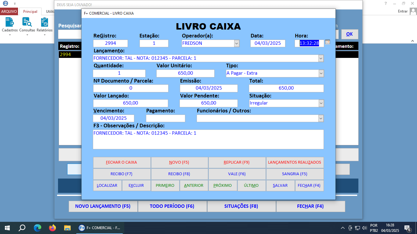 Cadastrando Contas a Pagar no Livro Caixa Cadastrando Contas a Pagar no Livro Caixa