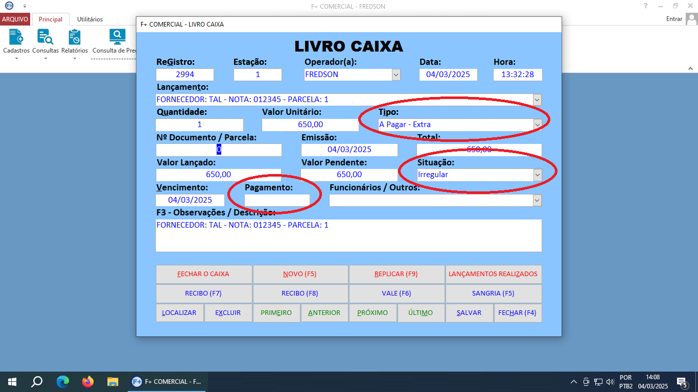 Cadastrando Contas a Pagar no Livro Caixa Cadastrando Contas a Pagar no Livro Caixa