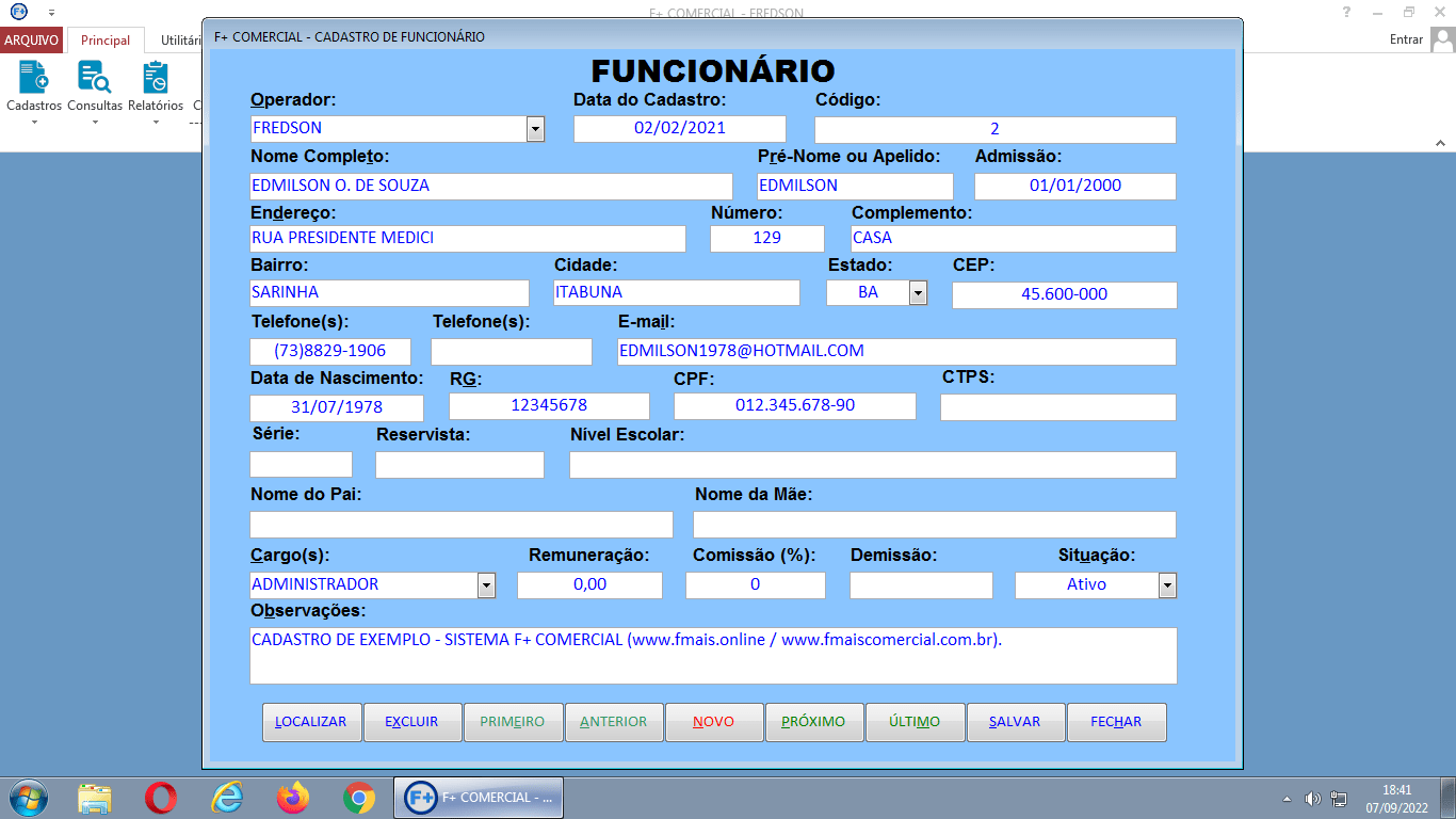 Cadastro de Funcionários