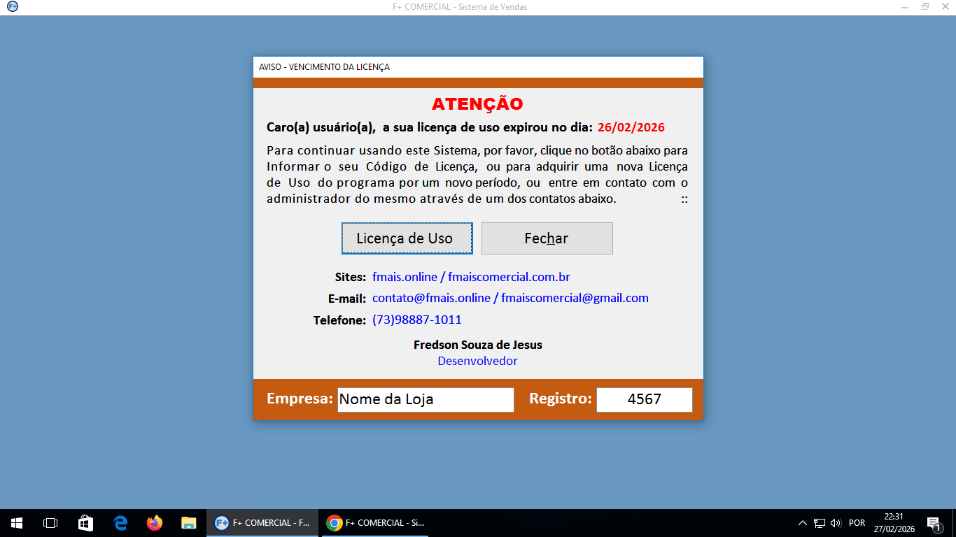 Licenciando o Sistema
