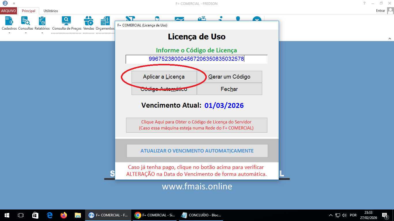 Licenciando o Sistema