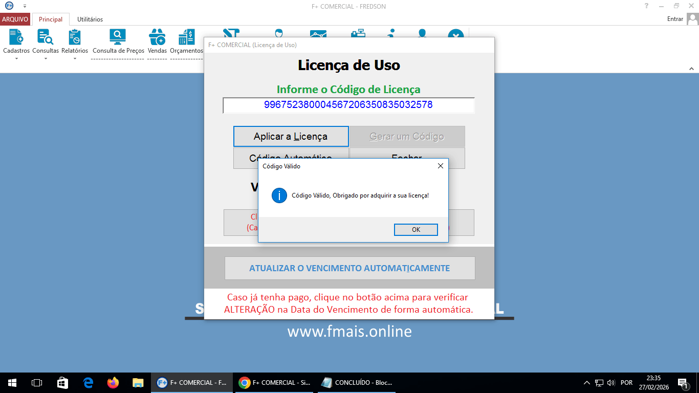 Licenciando o Sistema