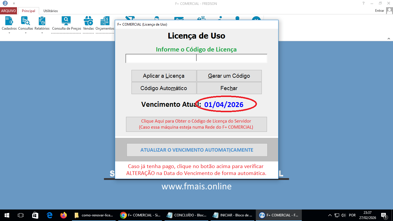 Licenciando o Sistema