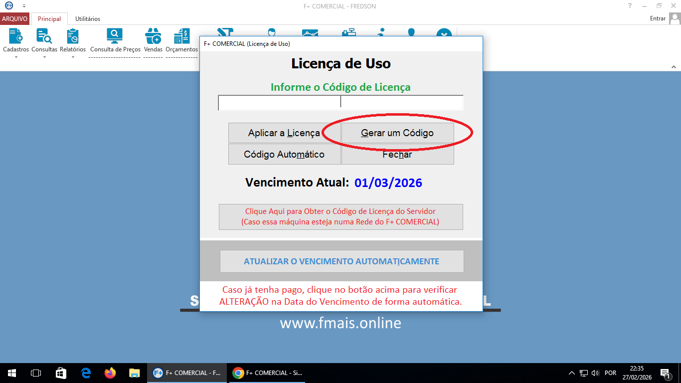 Licenciando o Sistema