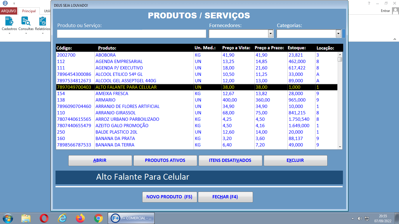 Janela de Consulta de Produtos