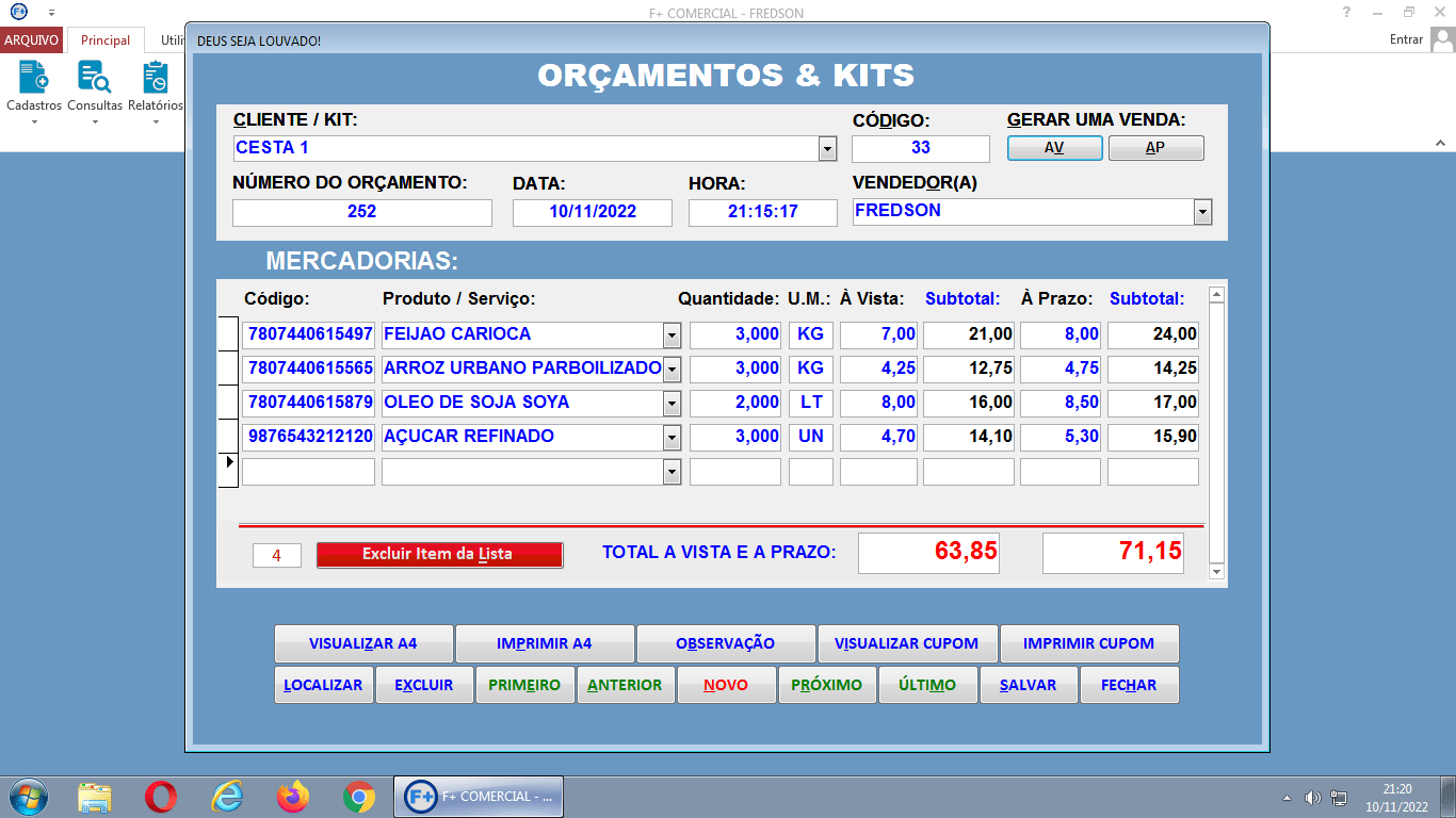 Vendas com Balança