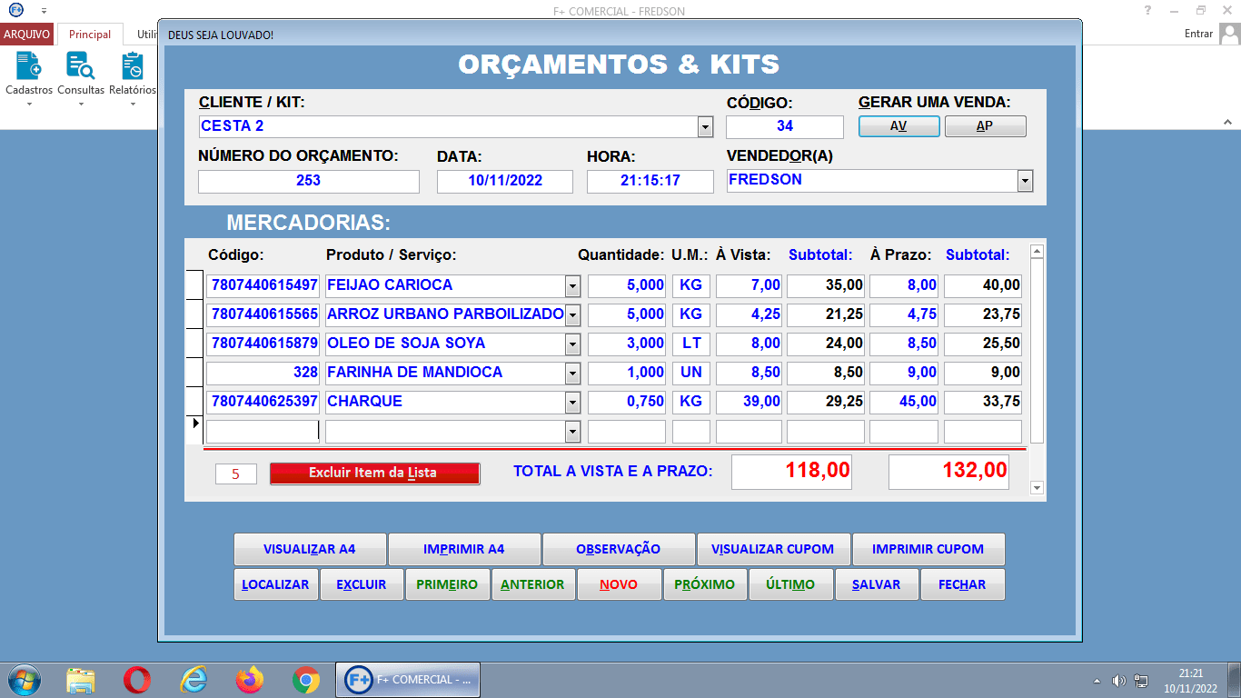 Vendas com Balança