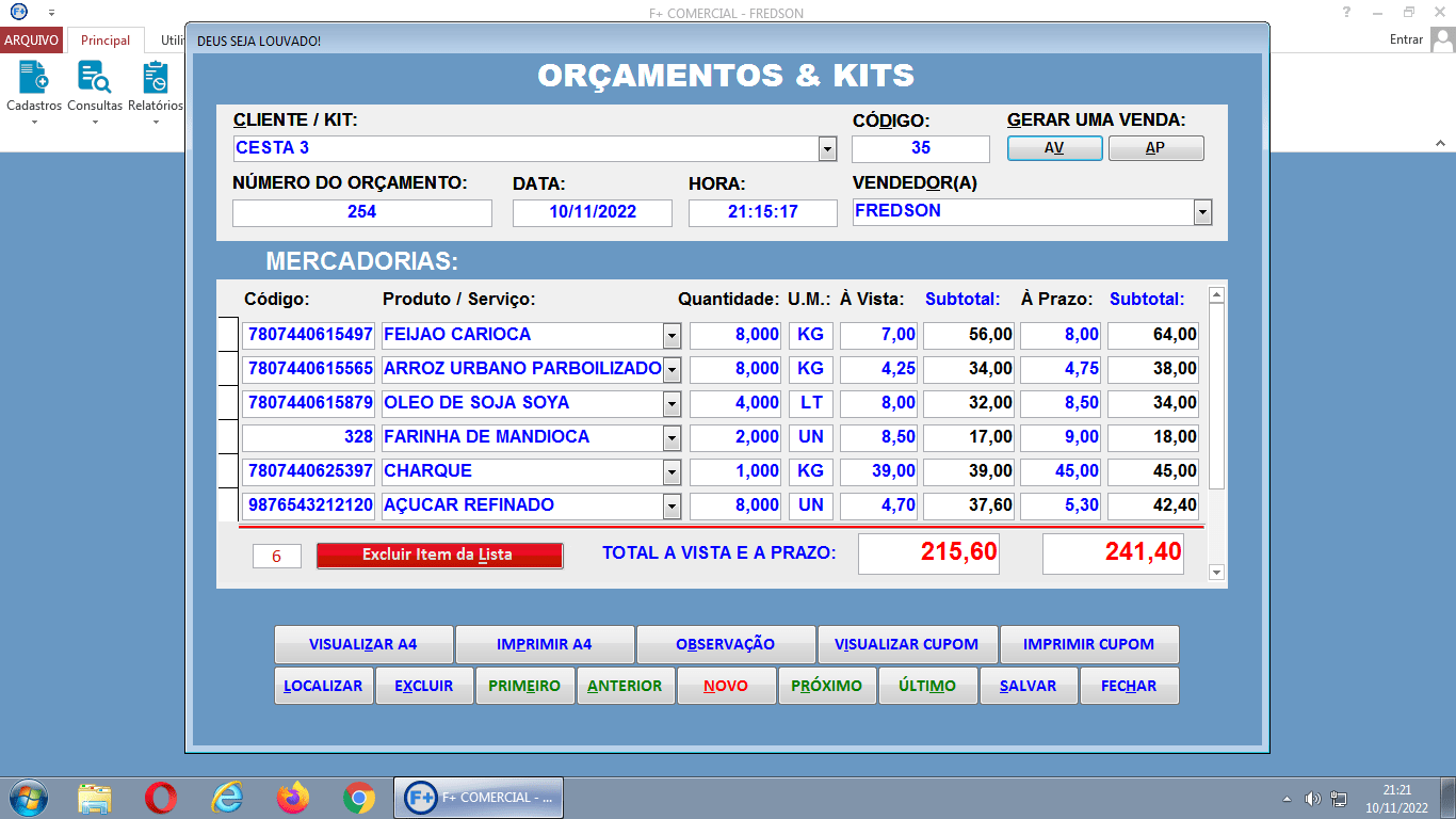 Vendas com Balança