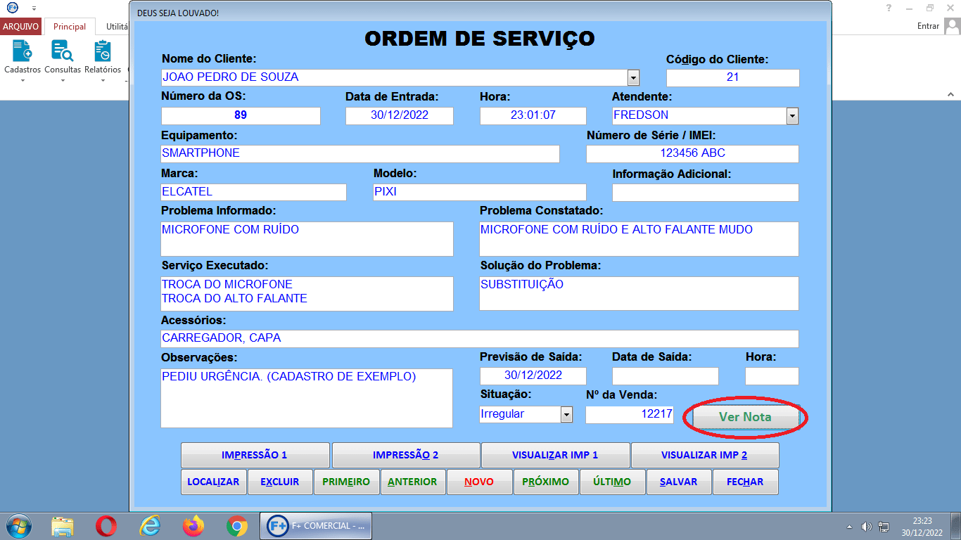 Criando Ordem de Serviço