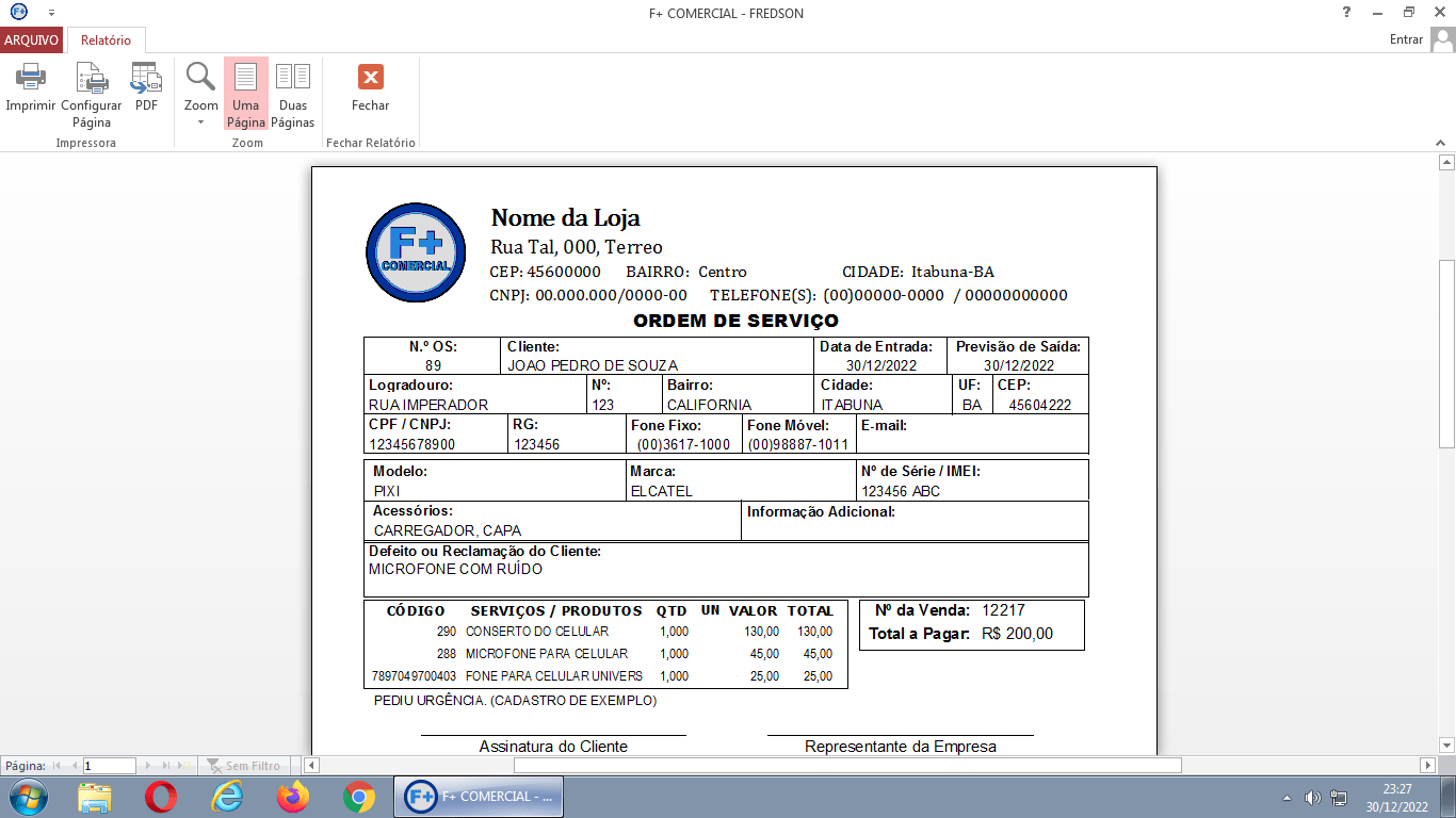 Criando Ordem de Serviço