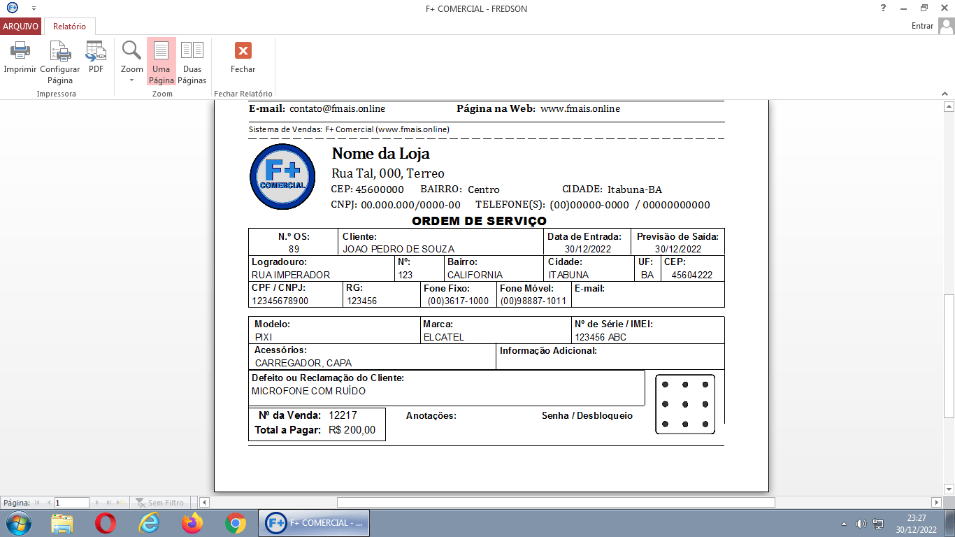 Criando Ordem de Serviço