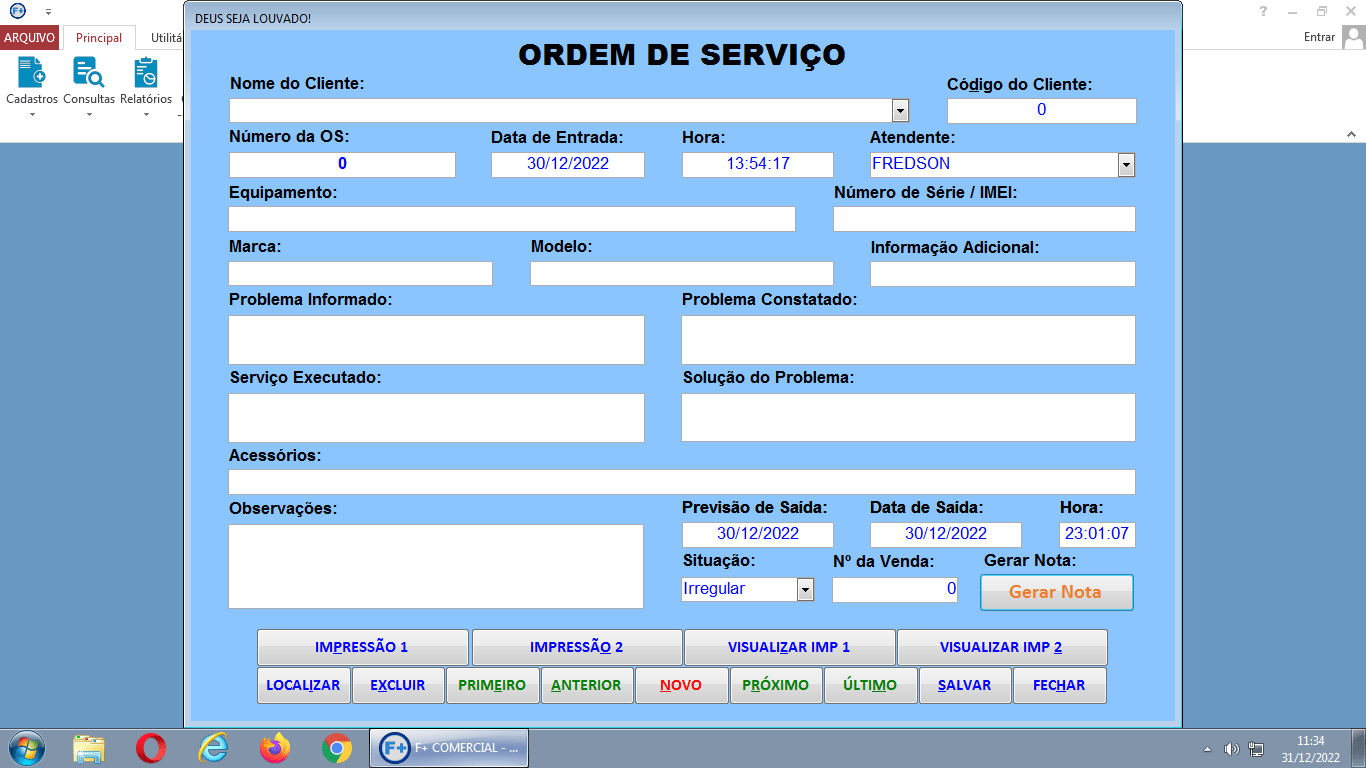 Criando Ordem de Serviço