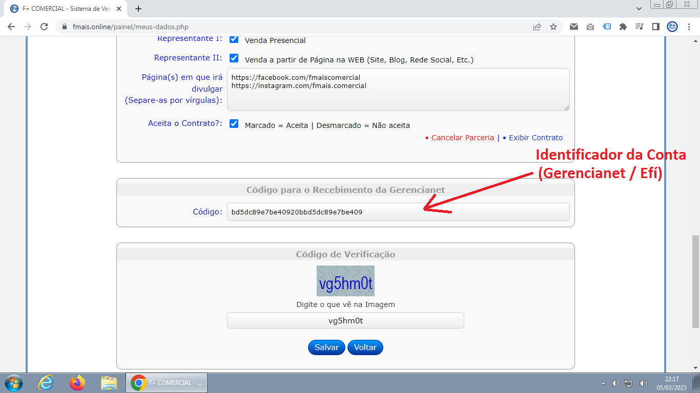 Identificador da Conta