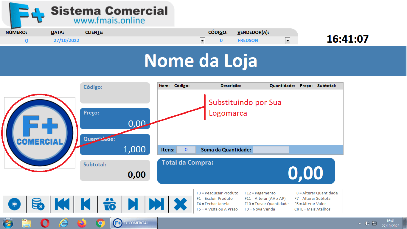 Logomarca na Janela de Vendas