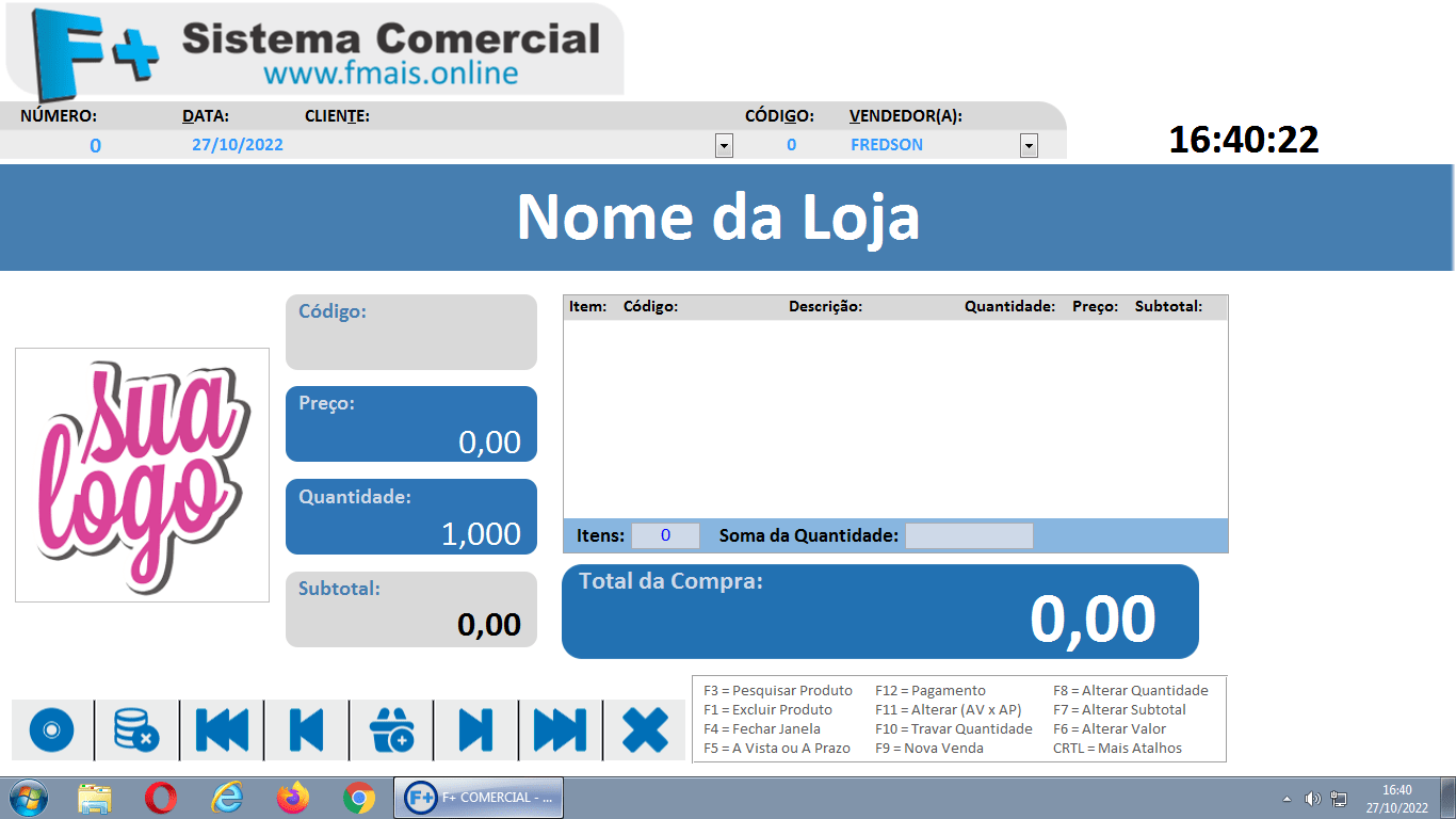 Logomarca na Janela de Vendas