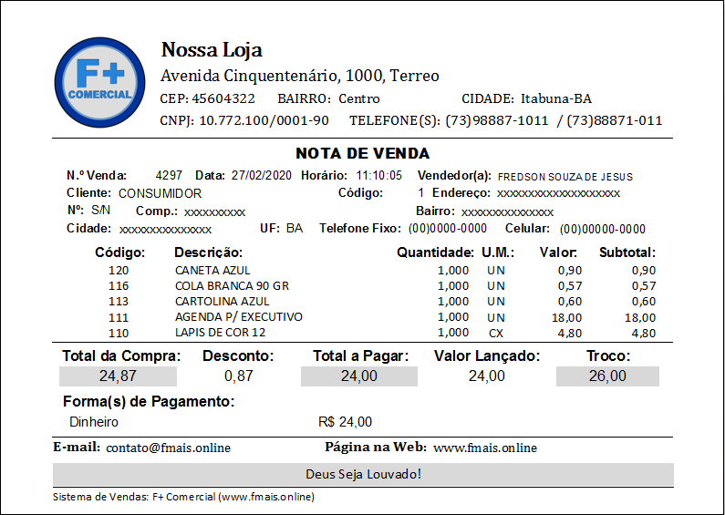 Nota de Venda Simples