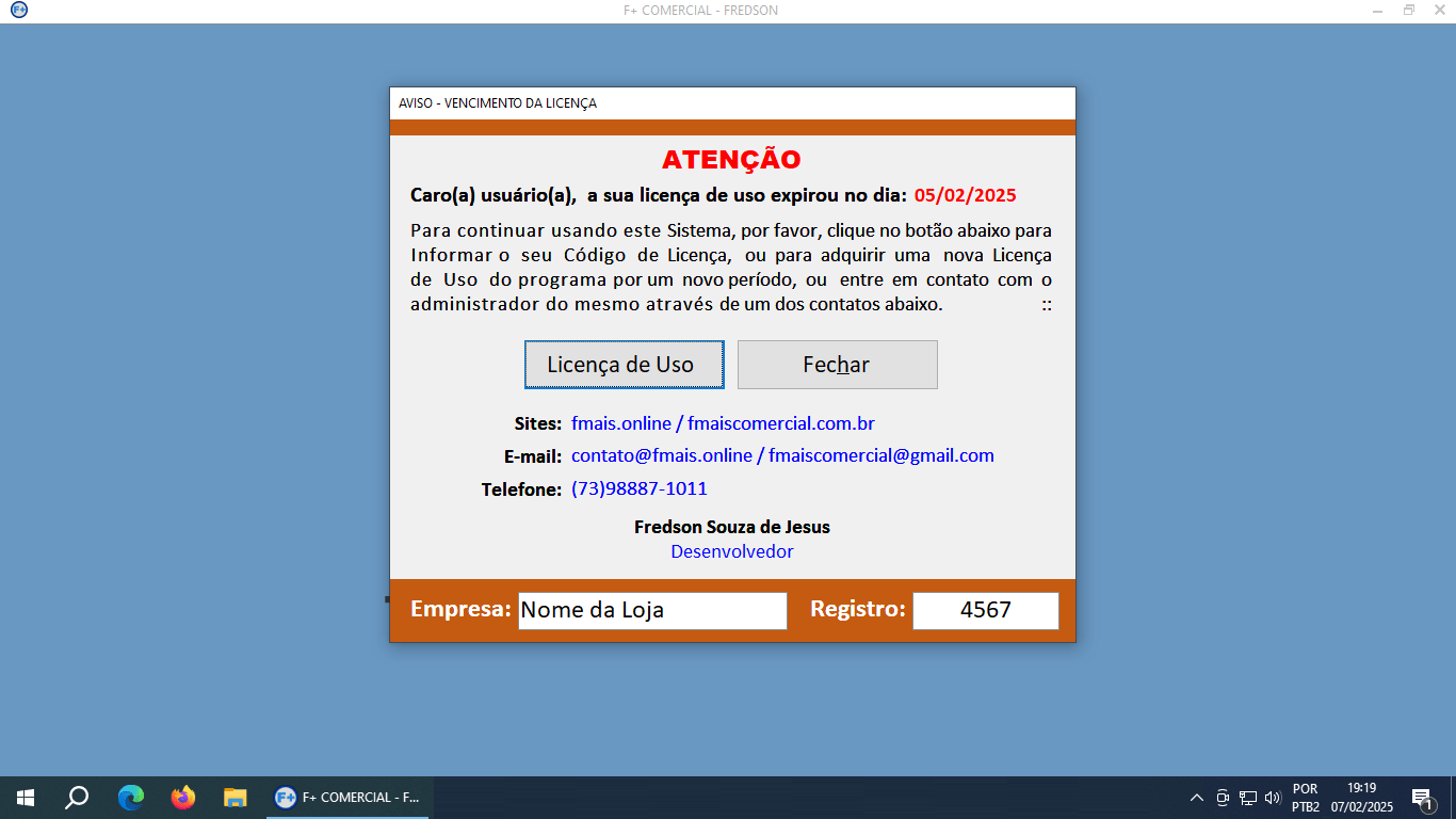 Licenciando o Sistema Licenciando o Sistema