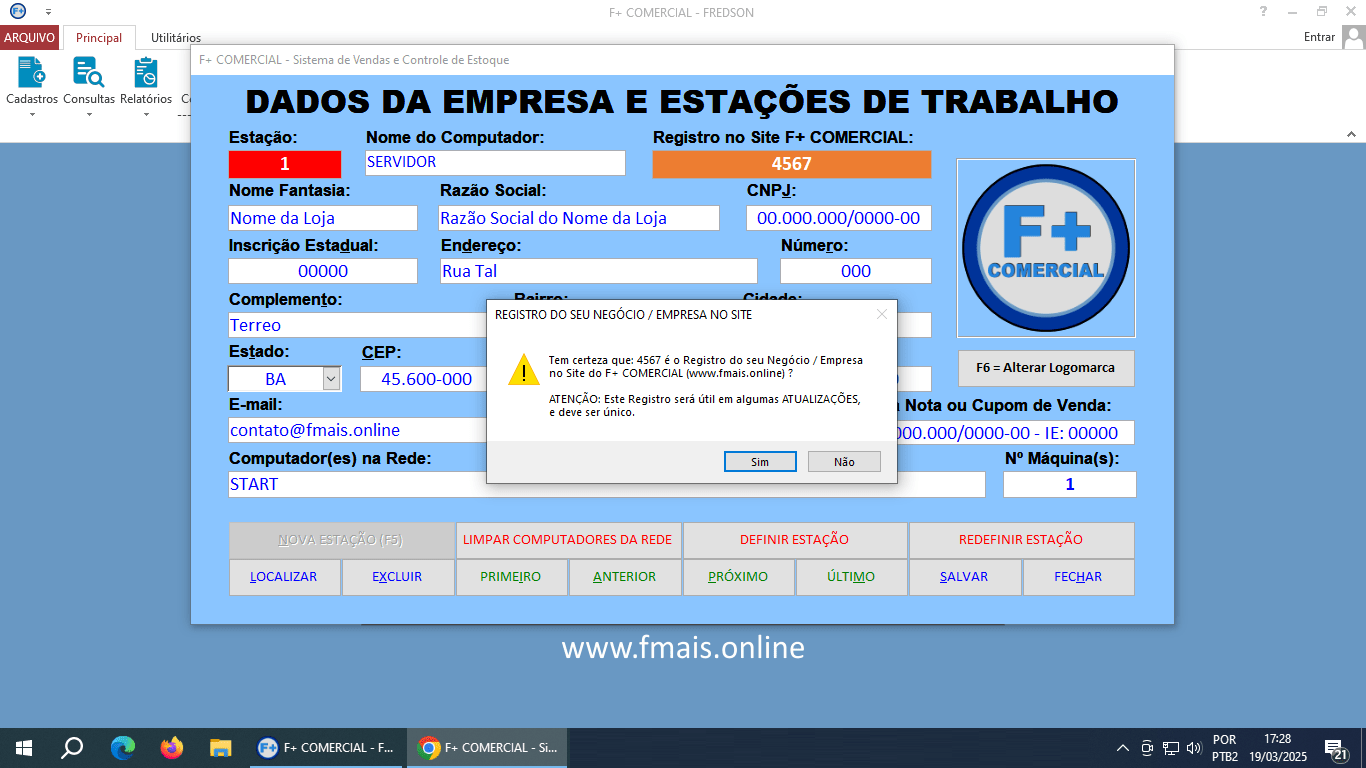 Registrando o Sistema Registrando o Sistema