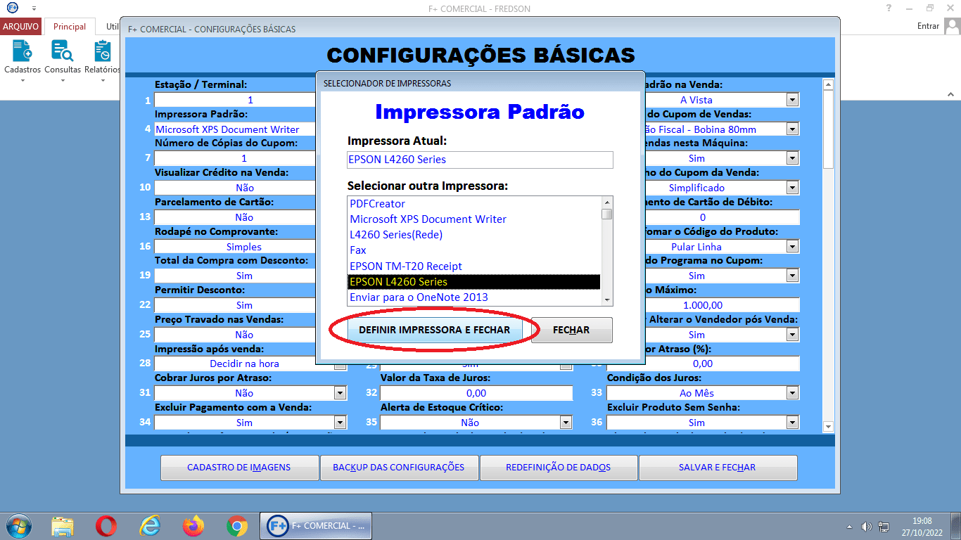 Selecionando Impressoras